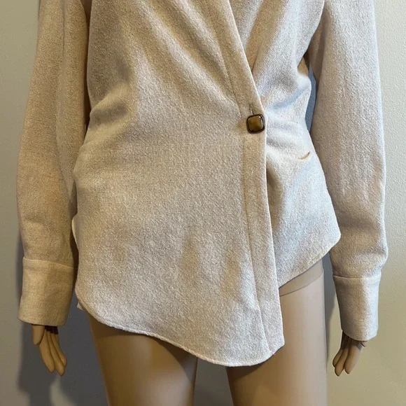 Zara Wool Blend Wrap Long Sleeve Side button Top Size S - Picture 11 of 15